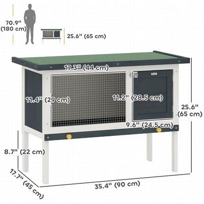 Wooden Outdoor Rabbit Hutch, Slide-Out Tray, Openable Roof, 35" W x 18" D x 26" H, Black Rabbit Hutch at Gallery Canada