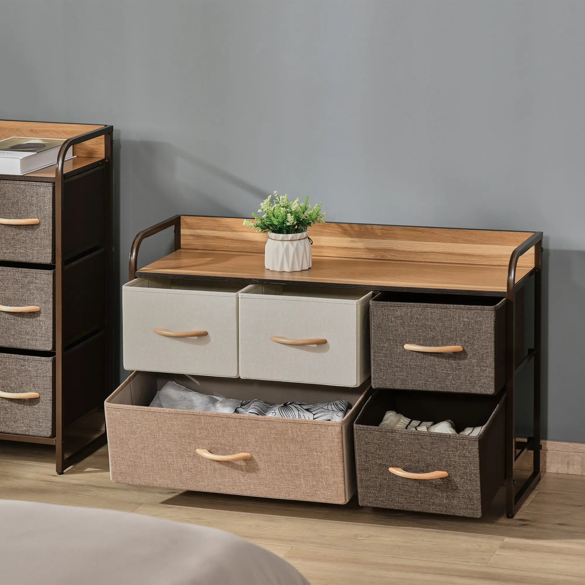 5-Bin Dresser Storage Tower, Fabric Bins with Metal Frame Storage Cabinets at Gallery Canada