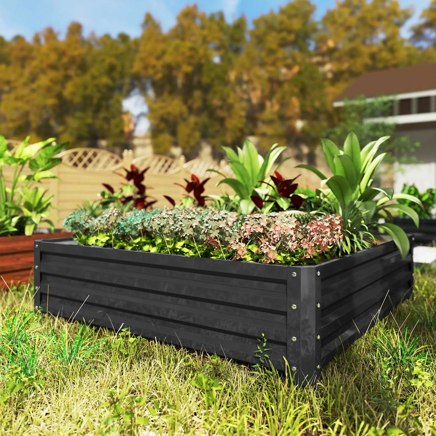 4' x 4' x 1' Galvanized Steel Raised Garden Bed, Grey Galvanized Planter Boxes at Gallery Canada