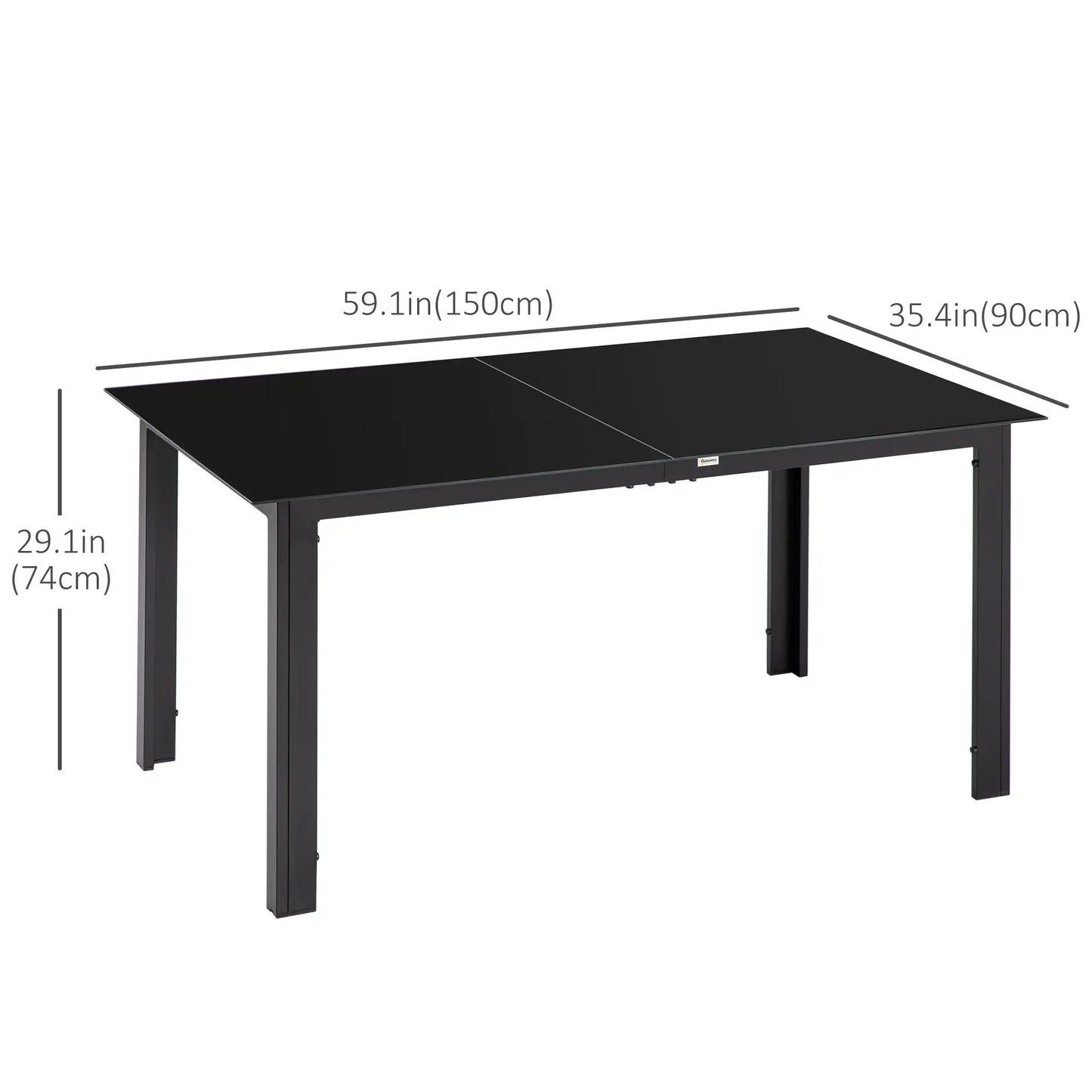 Aluminum Outdoor Dining Table, 59" x 35", Tempered Glass Top, Black Patio Dinning Tables at Gallery Canada