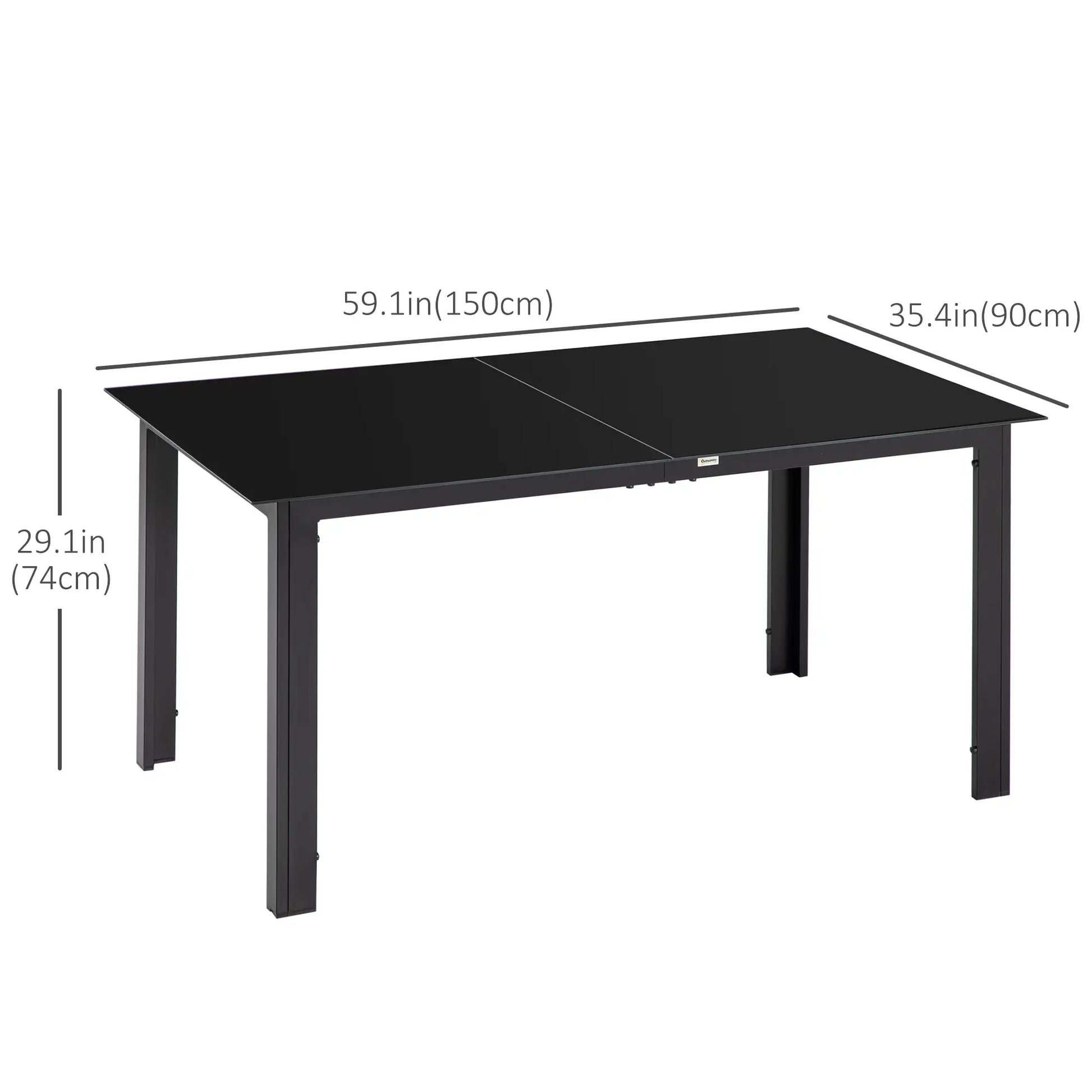 Aluminum Outdoor Dining Table, 59" x 35", Tempered Glass Top, Black Patio Dinning Tables at Gallery Canada