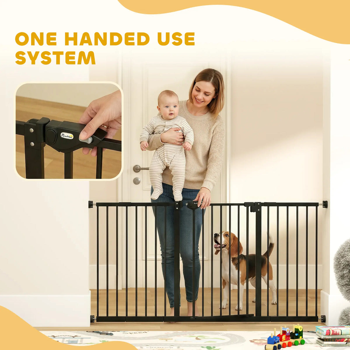 Pet Gate with Door, 30 Inch Tall, Includes Extensions Kit, Black Houses, Kennels & Pens at Gallery Canada