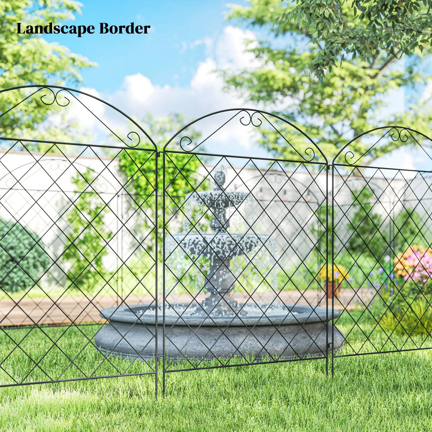 Outdoor Metal Garden Fence Panels, Animal Barrier, 4 Pack, Curved Scrollworks Garden Fences at Gallery Canada