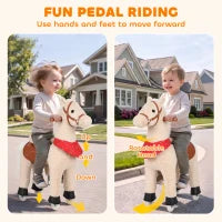 Kids Ride On Horse Toy, Plush Pony, Light Brown
