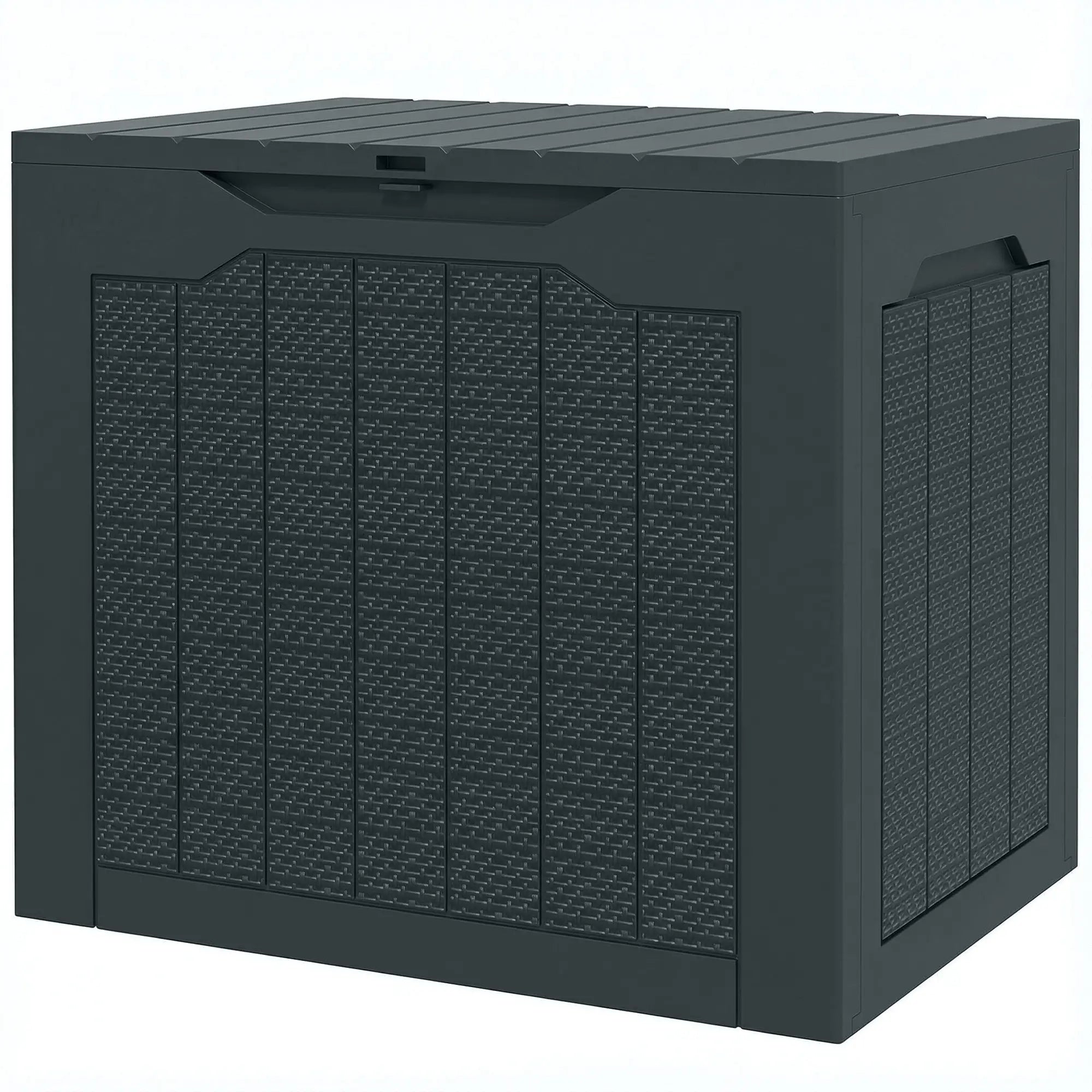 28 Gallon Deck Box, Resin Outdoor Storage, Waterproof UV Resistant Patio Storage Boxes Dark Grey at Gallery Canada