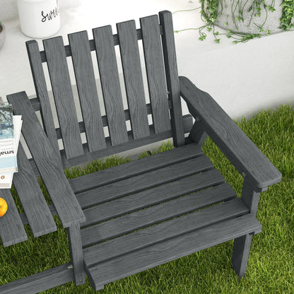 2-Seater Garden Bench with Middle Table, Umbrella Hole, Grey Patio Chairs at Gallery Canada