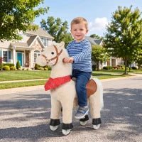 Kids Ride On Horse Toy, Plush Pony, Light Brown