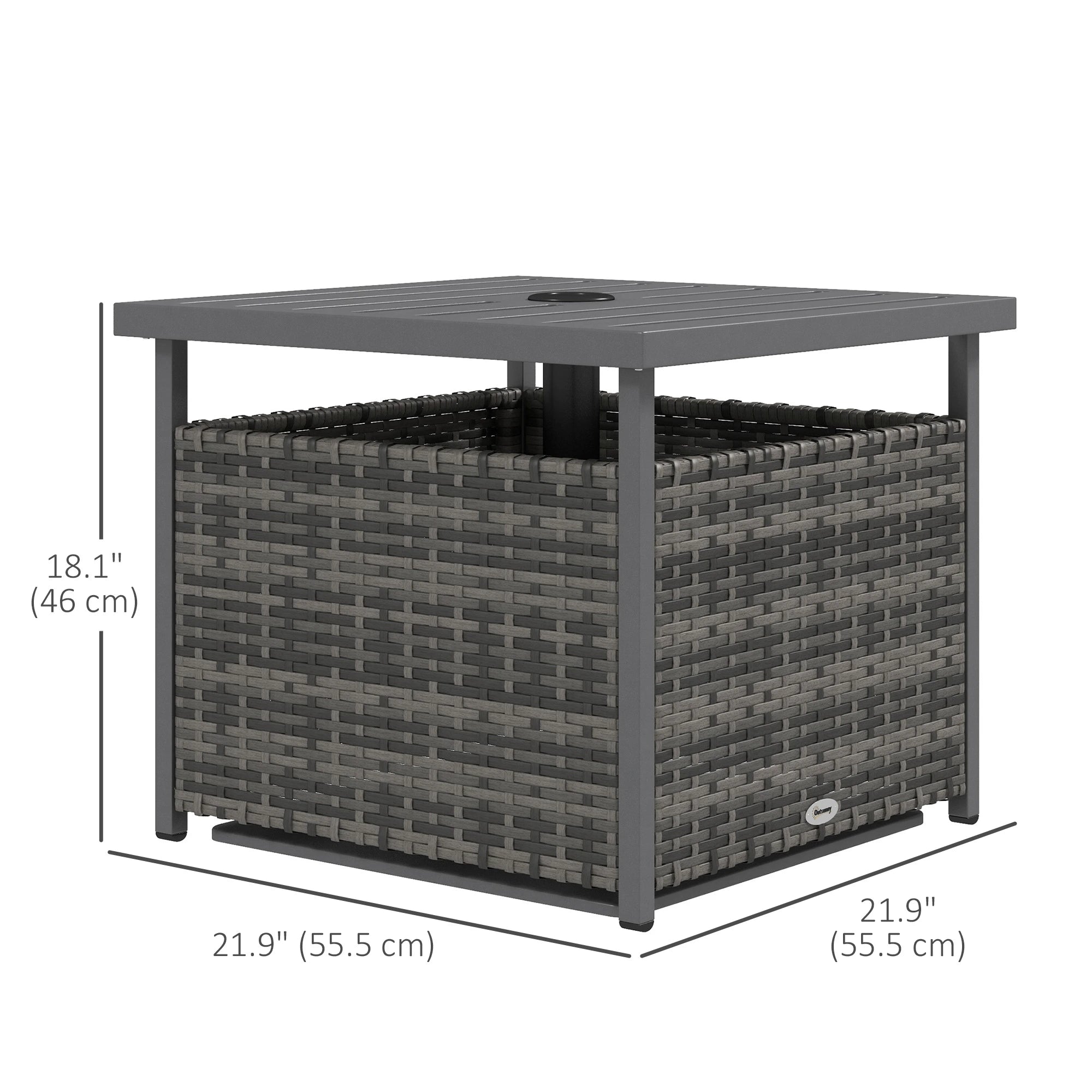 Rattan Coffee Table, Wicker Patio, Umbrella Hole, Mixed-Grey Patio Side Tables at Gallery Canada