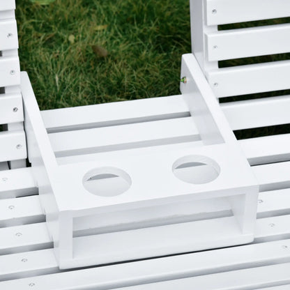 2-3 Seater Porch Swing, Wood Patio Chair with Table, Cup Holders, White Hanging Porch Swings at Gallery Canada