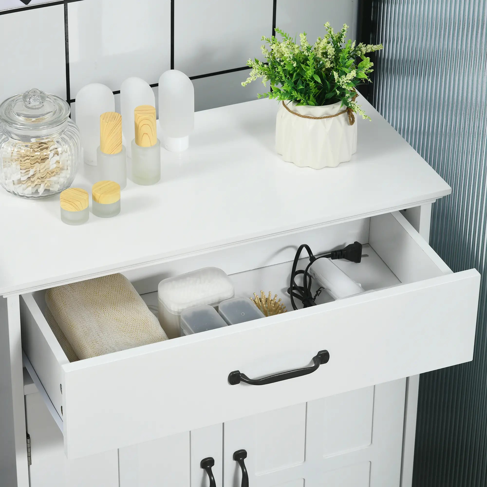 Bathroom Cabinet, 2 Doors, Adjustable Shelves, 23.6