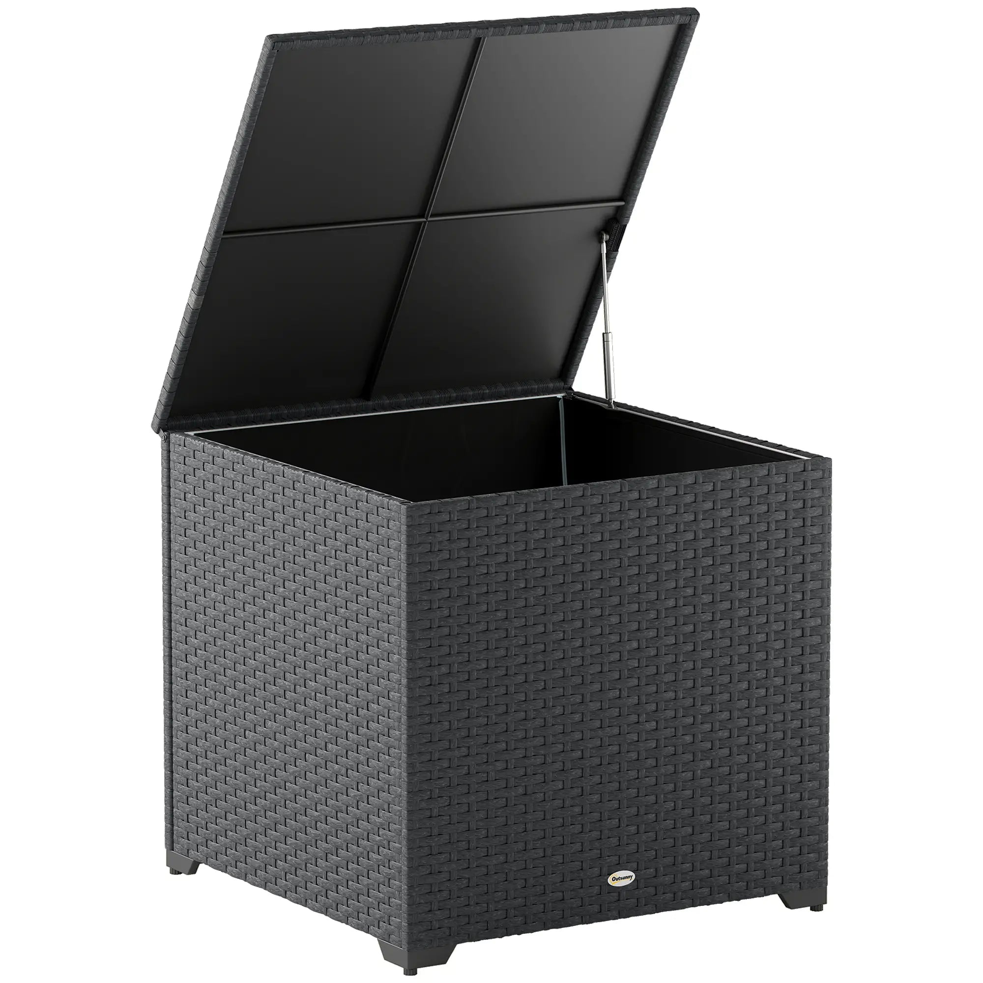 67 Gallon Rattan Deck Box, Waterproof Zippered Liner, Grey Patio Storage Boxes at Gallery Canada
