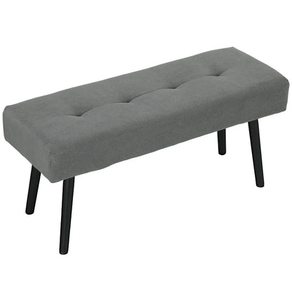39" Upholstered Ottoman Bench, Corduroy, Padded Seat, Steel Legs, Grey Storage Ottomans & Benches Grey at Gallery Canada