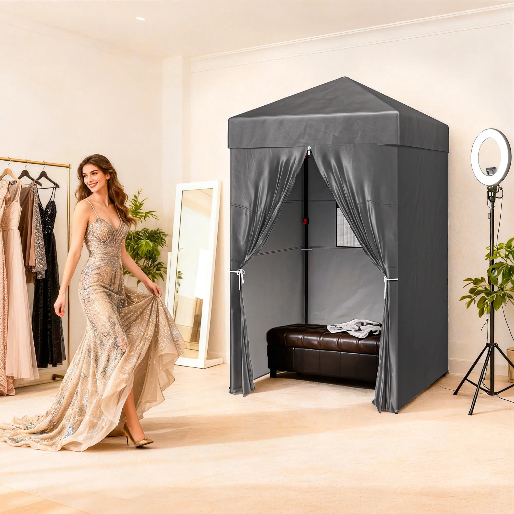 4x4 ft Pop Up Canopy Tent, UPF 50+ Changing Room, Dark Grey Pop Up Canopies at Gallery Canada