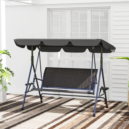 3-Seat Patio Swing Chair, Outdoor Canopy Swing Glider, Adjustable Shade, Grey Patio Swings with Stand at Gallery Canada