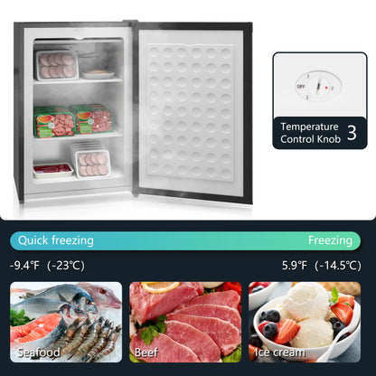 3 Cu.Ft Upright Freezer, Reversible Door, Adjustable Thermostat, Black Small Kitchen Appliances at Gallery Canada