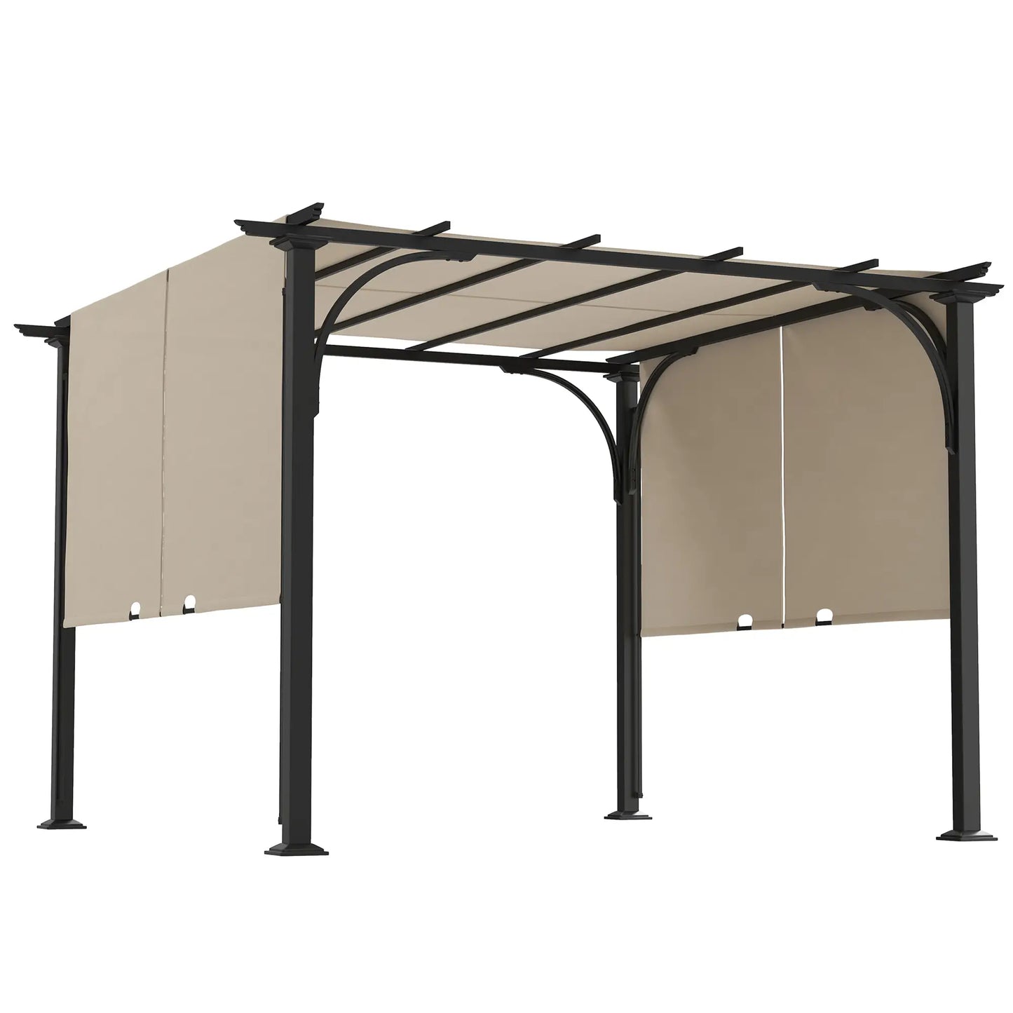 10' x 10' Outdoor Pergola, Steel Frame, Beige Pergolas Beige, Black at Gallery Canada