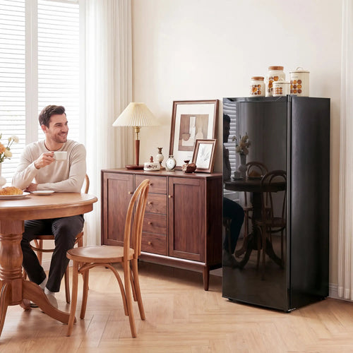 7.0 Cu.Ft Upright Freezer, 6 Adjustable Shelves, Reversible Door, Black