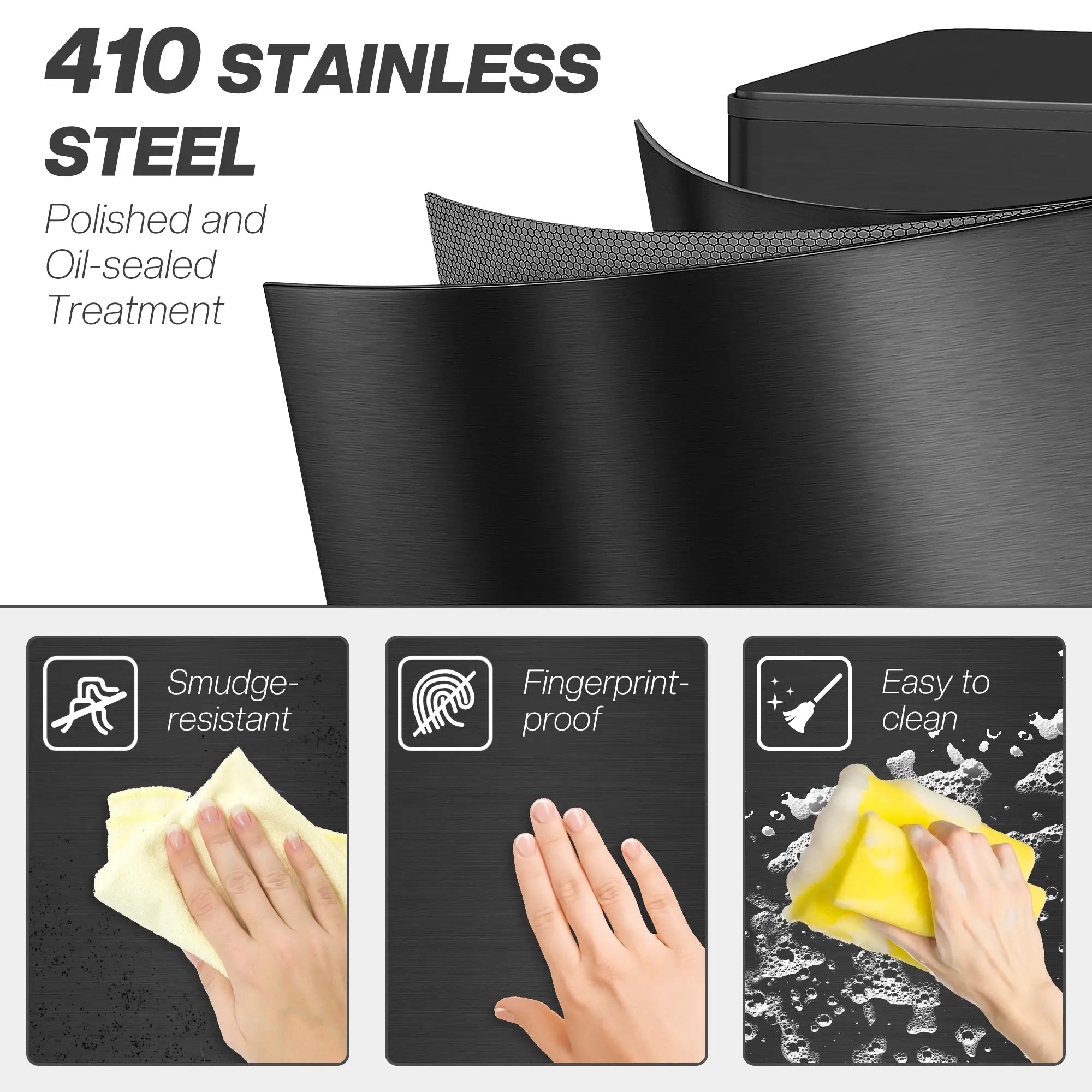 5.3 Gallon Stainless Steel Trash Can, Soft-Close Lid, Foot Pedal, Black Household Supplies at Gallery Canada