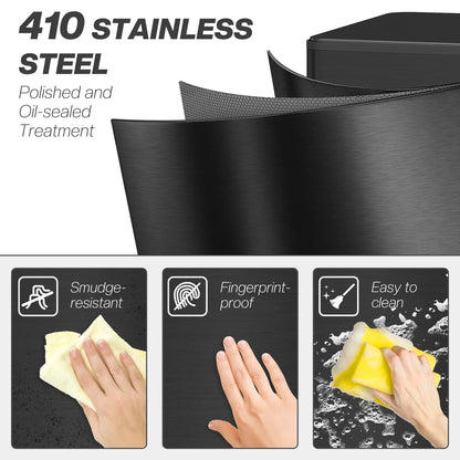 5.3 Gallon Stainless Steel Trash Can, Soft-Close Lid, Foot Pedal, Black Household Supplies at Gallery Canada