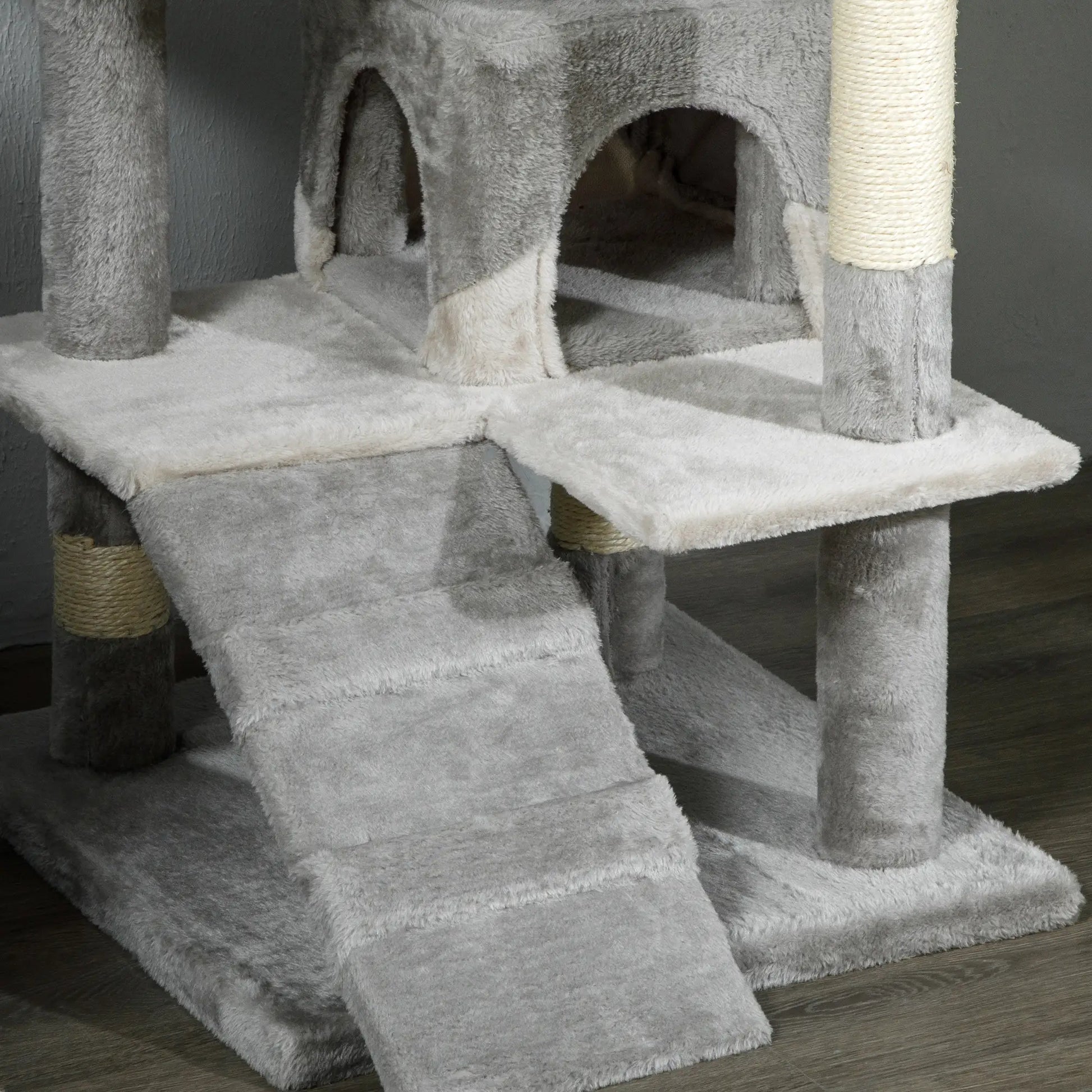 53 Cat Tree Scratching Post, Multi-Level Play House, Grey Cat Trees at Gallery Canada