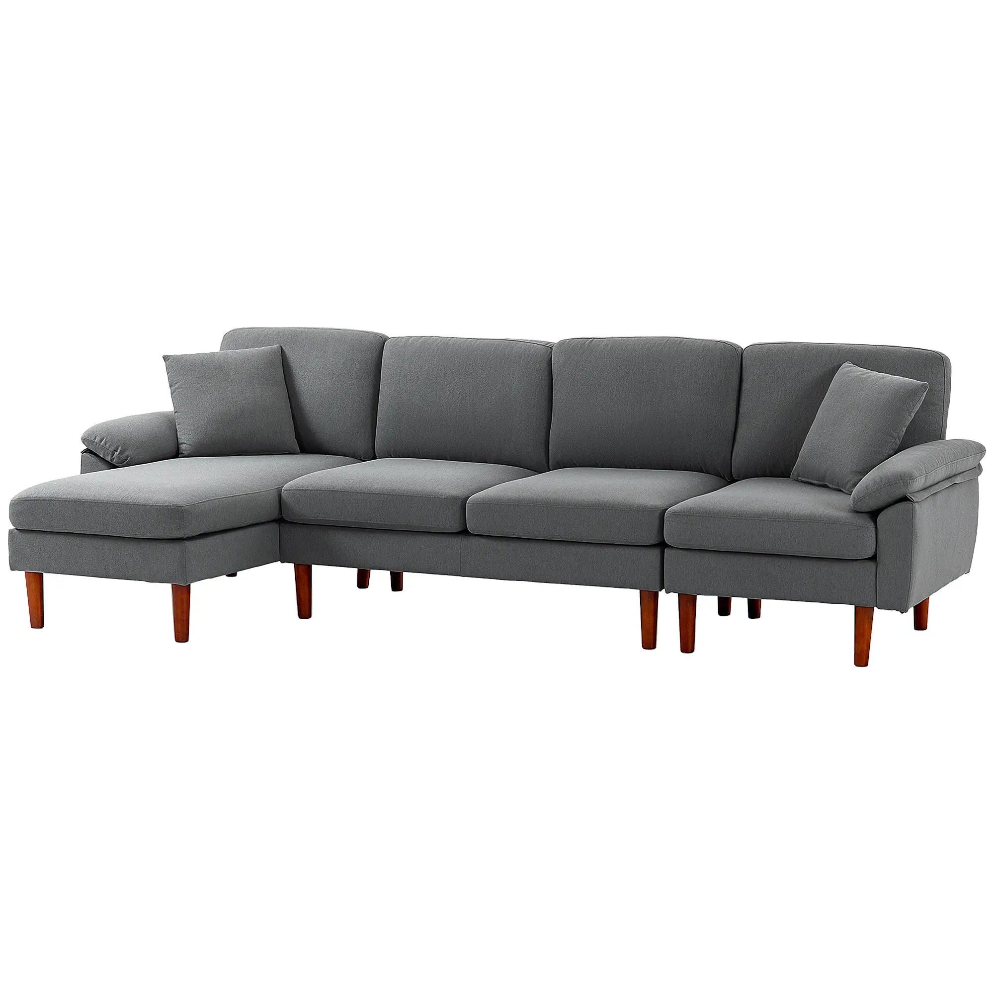 L-Shape Sofa, Modern Sectional Couch with Chaise Lounge, Dark Grey 3-Seater Sofas Dark Grey, Brown at Gallery Canada