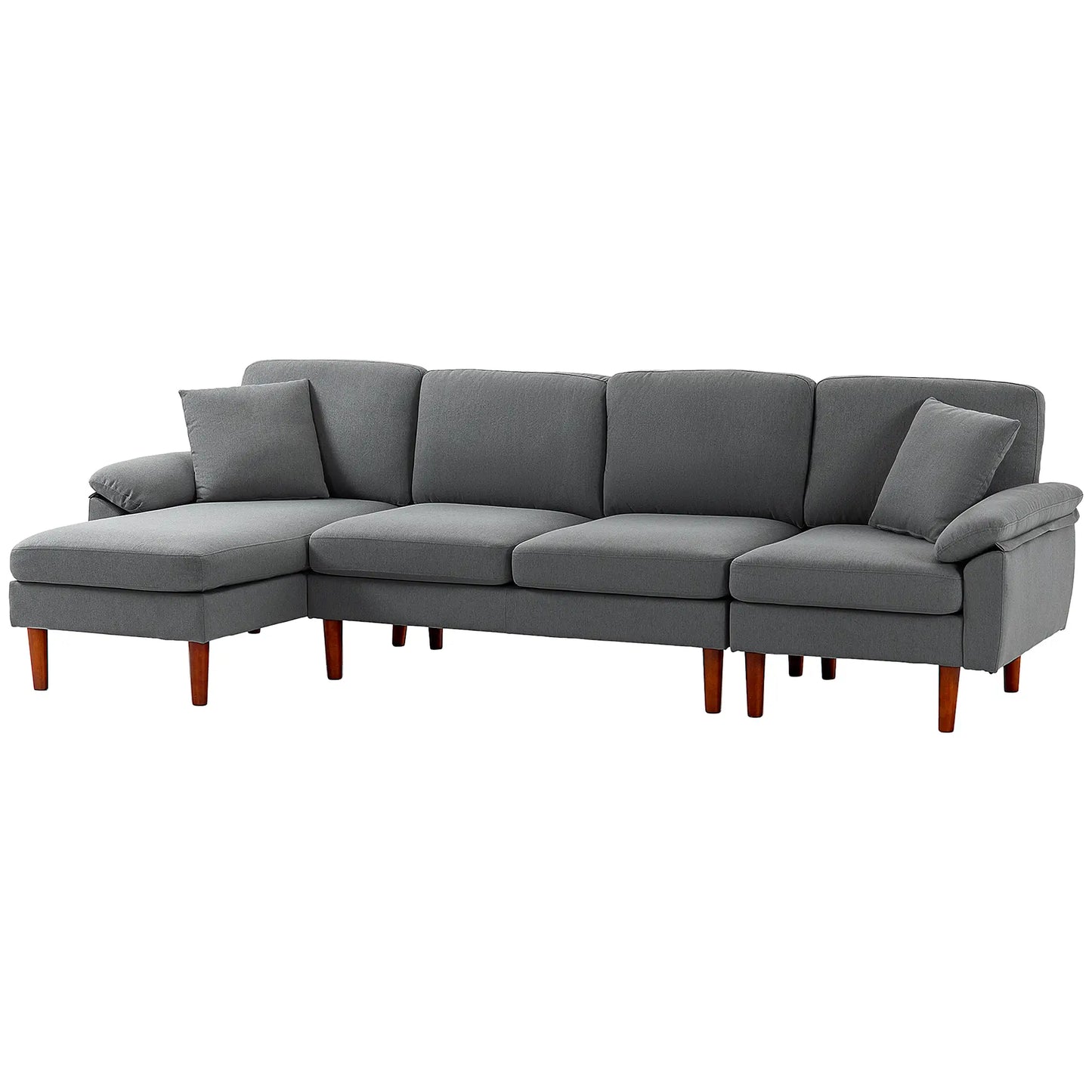 L-Shape Sofa, Modern Sectional Couch with Chaise Lounge, Dark Grey 3-Seater Sofas Dark Grey, Brown at Gallery Canada