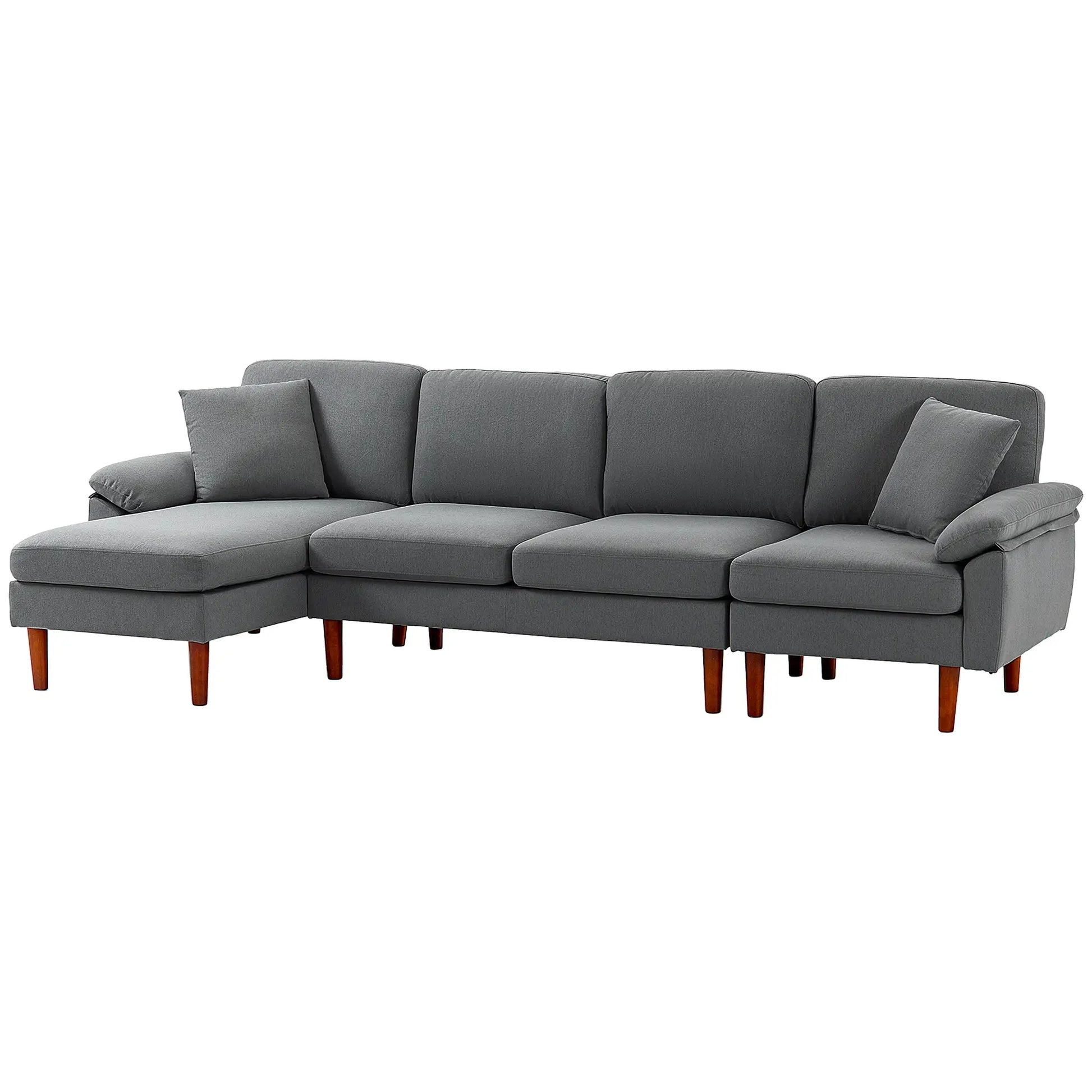 L-Shape Sofa, Modern Sectional Couch with Chaise Lounge, Dark Grey 3-Seater Sofas Dark Grey, Brown at Gallery Canada