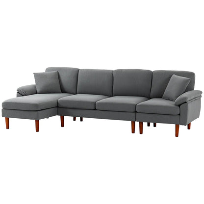 L-Shape Sofa, Modern Sectional Couch with Chaise Lounge, Dark Grey 3-Seater Sofas Dark Grey, Brown at Gallery Canada