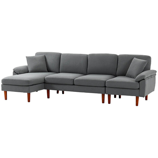 L-Shape Sofa, Modern Sectional Couch with Chaise Lounge, Dark Grey 3-Seater Sofas Dark Grey, Brown at Gallery Canada