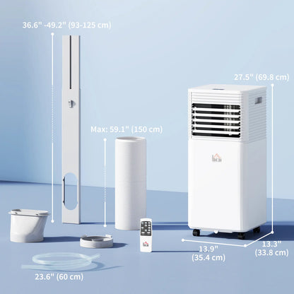 Climatiseur Portable 8000 BTU, Ventilateur, Déshumidificateur, Télécommande, Minuterie 24H, Blanc