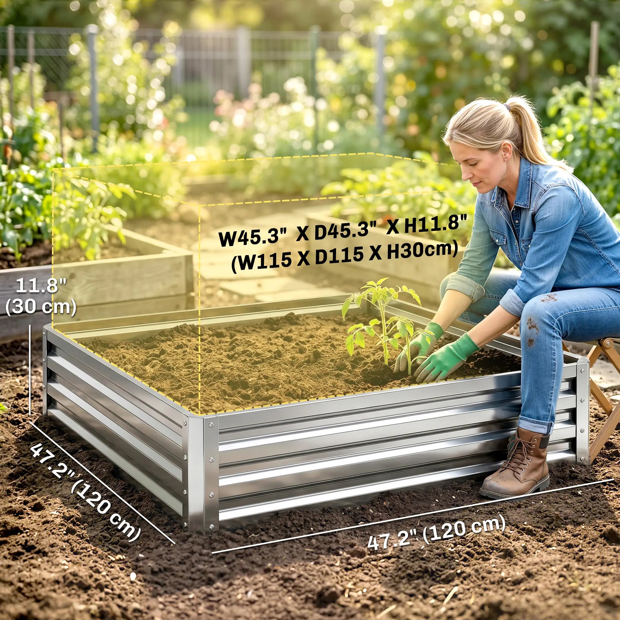 4' x 4' x 1' Galvanized Steel Raised Garden Bed, Vegetables, Flowers, Herbs, Silver Raised Garden Beds at Gallery Canada