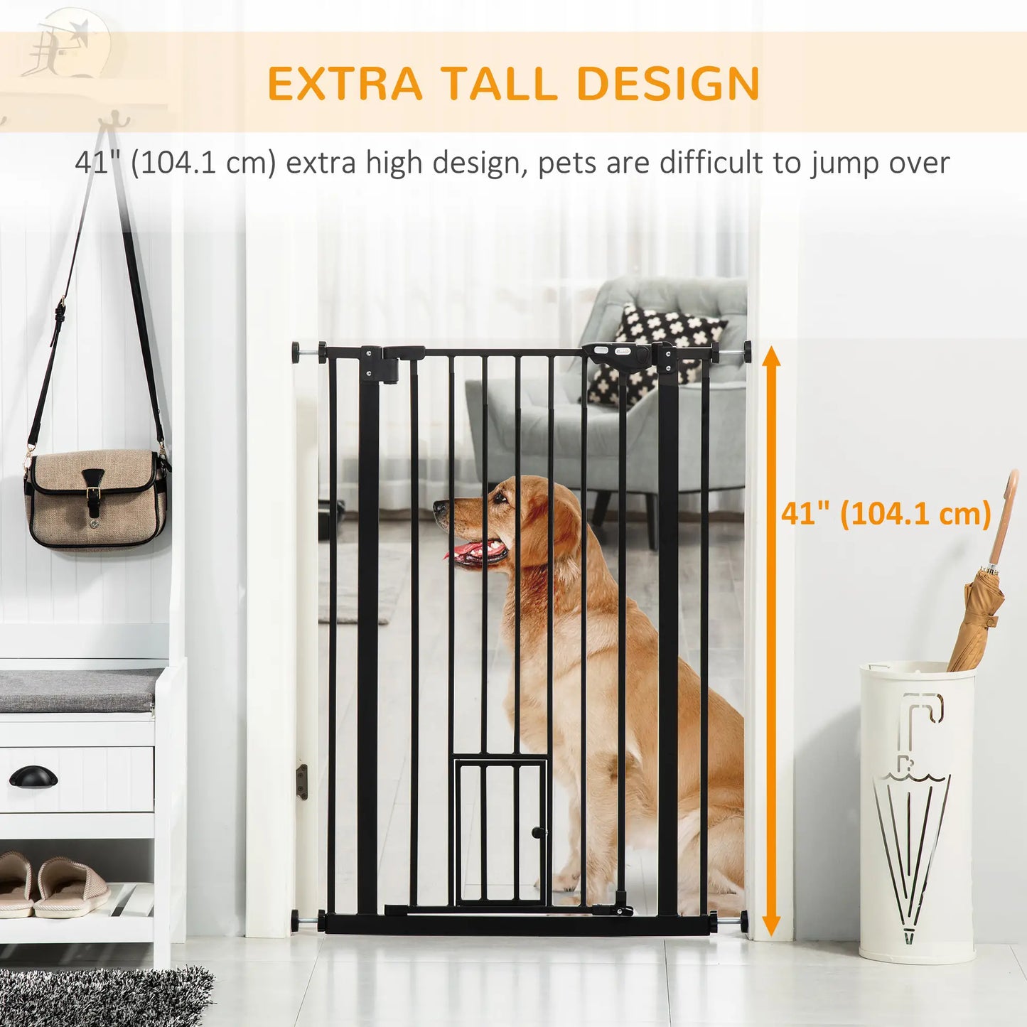 41" Easy Open Indoor Dog Gates for Doorways, House, Stair - Black Houses, Kennels & Pens at Gallery Canada