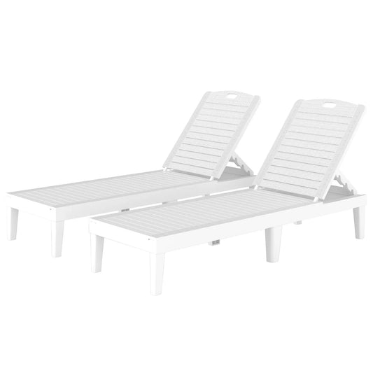 Chaises longues en résine imperméable, lot de 2, dossier réglable en 4 positions, blanc
