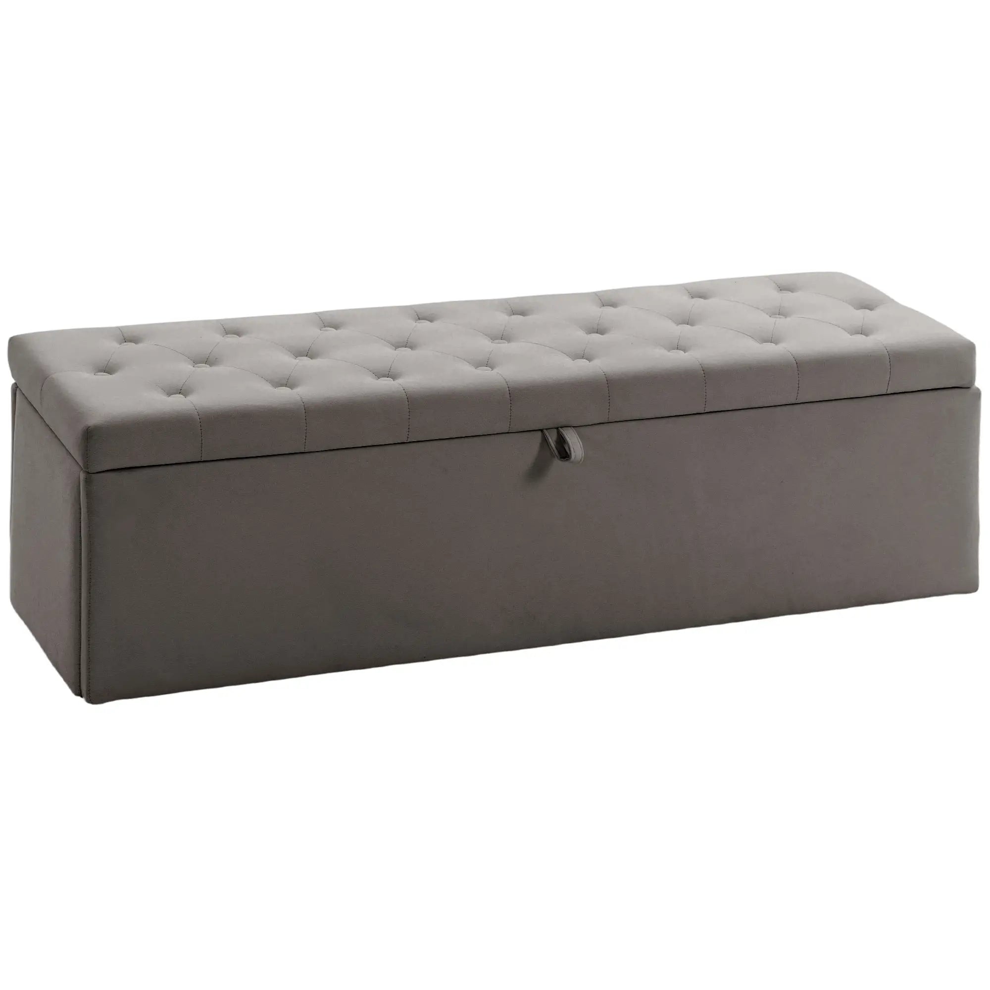 Storage Ottoman Bench, Button Tufted Velvet, Grey Storage Ottomans & Benches at Gallery Canada