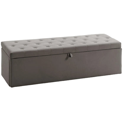 Storage Ottoman Bench, Button Tufted Velvet, Grey Storage Ottomans & Benches at Gallery Canada