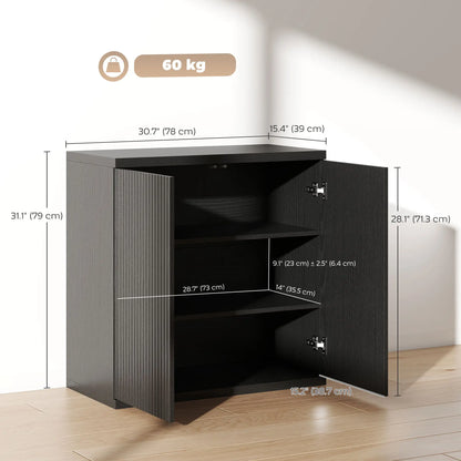 Sideboard Buffet Cabinet Set Of 2, Kitchen Cabinet, Distressed Black Grey