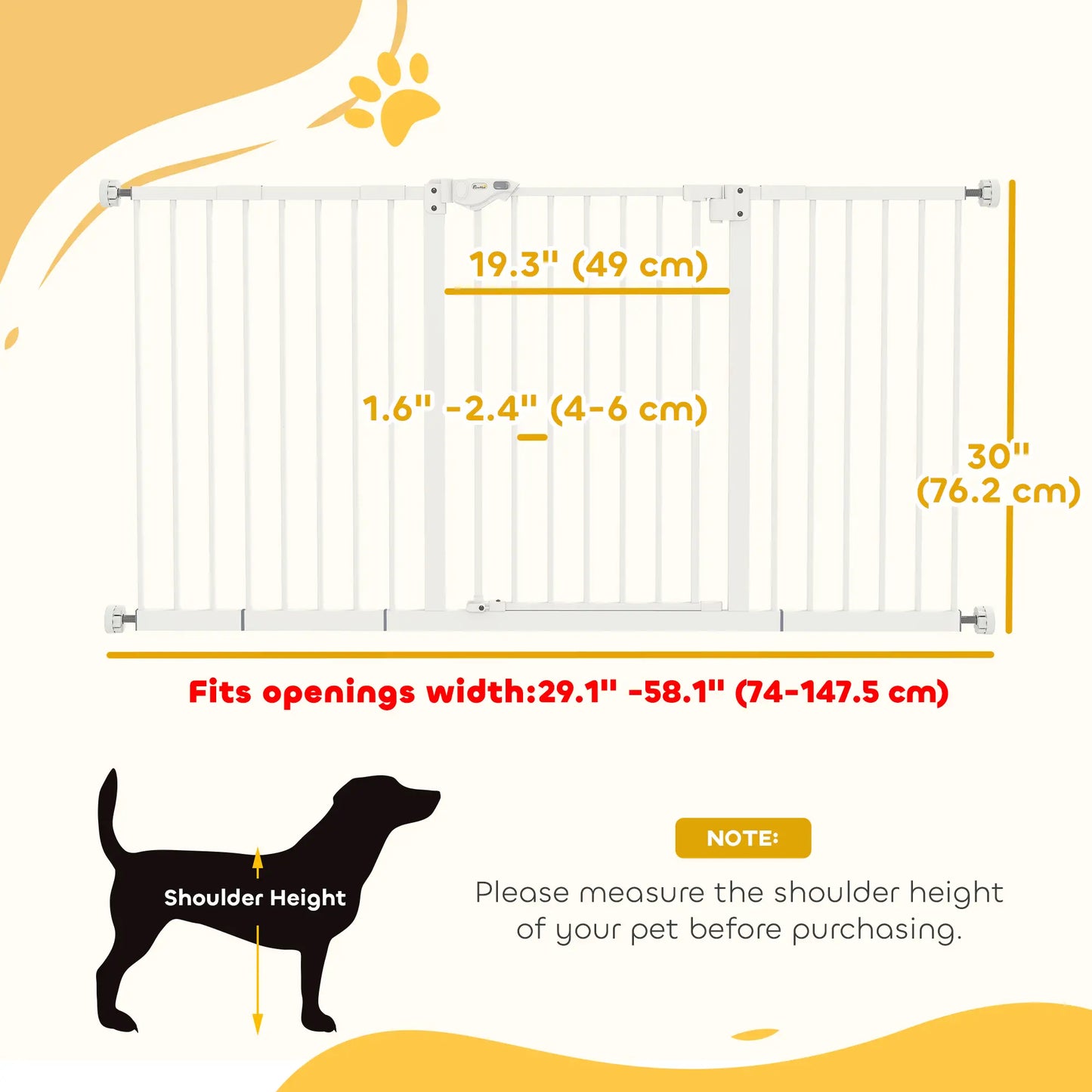 30 Inch Pet Gate with Door, 7", 8", 12" Extensions Kit Houses, Kennels & Pens at Gallery Canada