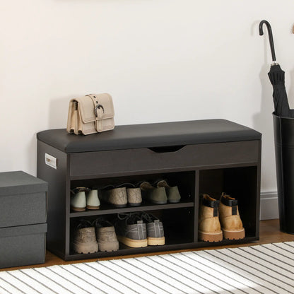 Shoe Bench with Padded Cushion, Hidden Storage, Black Shoe Storage Cabinets & Racks at Gallery Canada