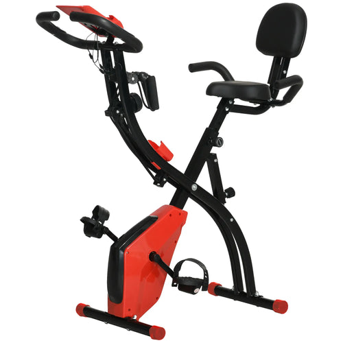 3 in 1 Folding Exercise Bike, 8-Level Magnetic Resistance, Adjustable Seat, Red