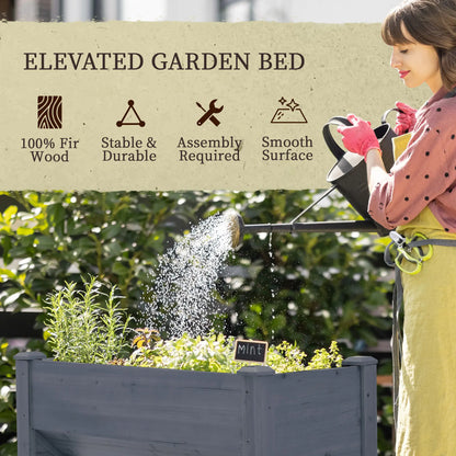 Wooden Raised Garden Stand, 48" x 24" x 32", Grey Raised Garden Beds at Gallery Canada