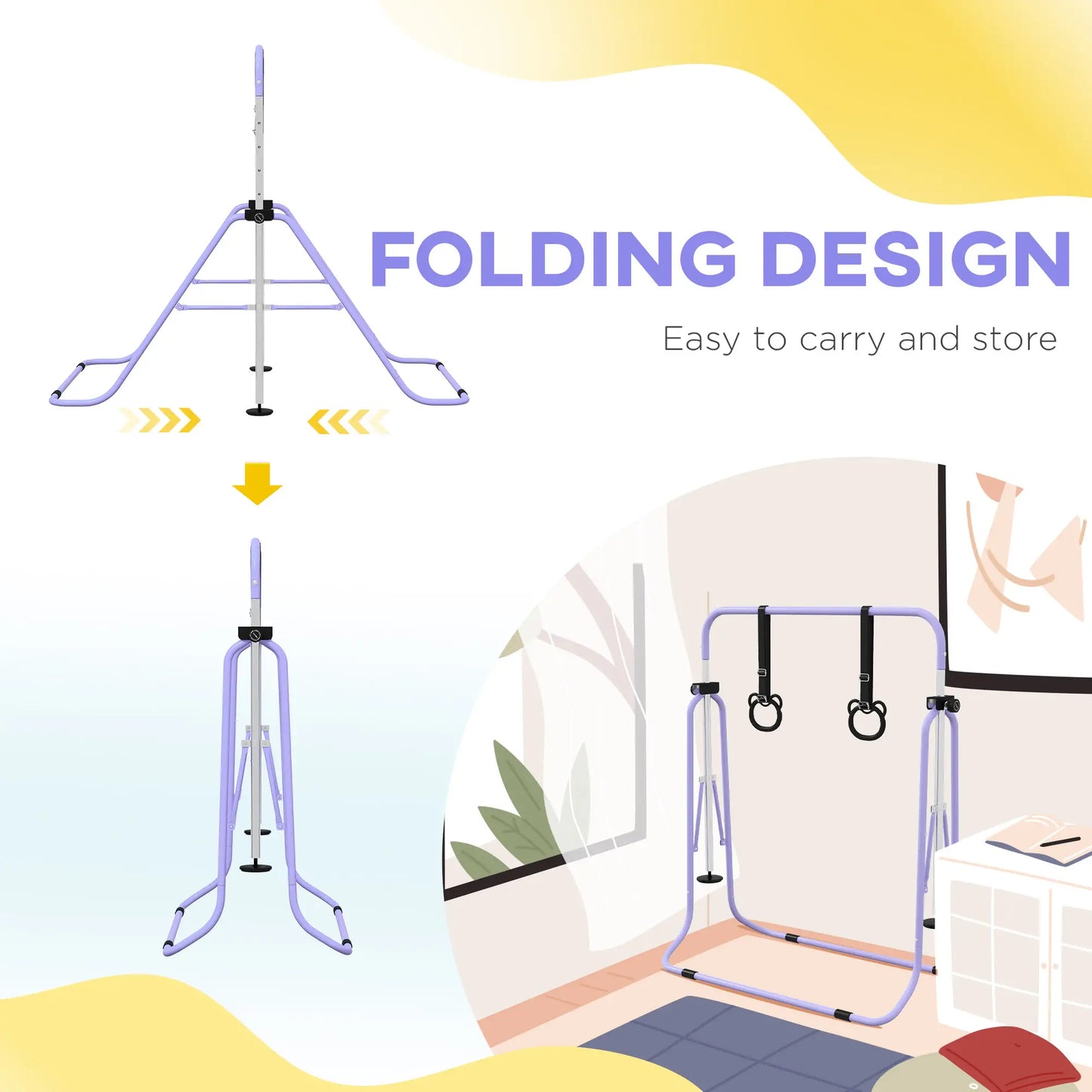 Kids Gymnastics Bar, Adjustable Height, Non-Slip Rings, Purple Kids Gym & Playmats at Gallery Canada