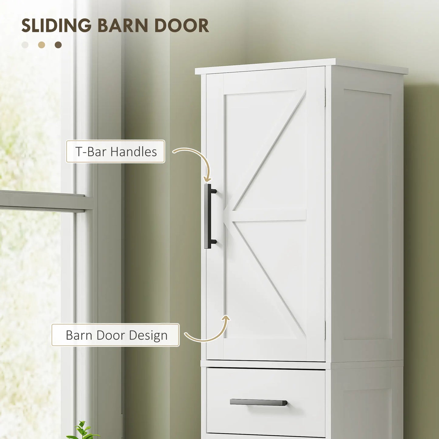 67" Tall Bathroom Cabinet, Narrow Storage with Drawer, Adjustable Shelves, White Bathroom Cabinets at Gallery Canada
