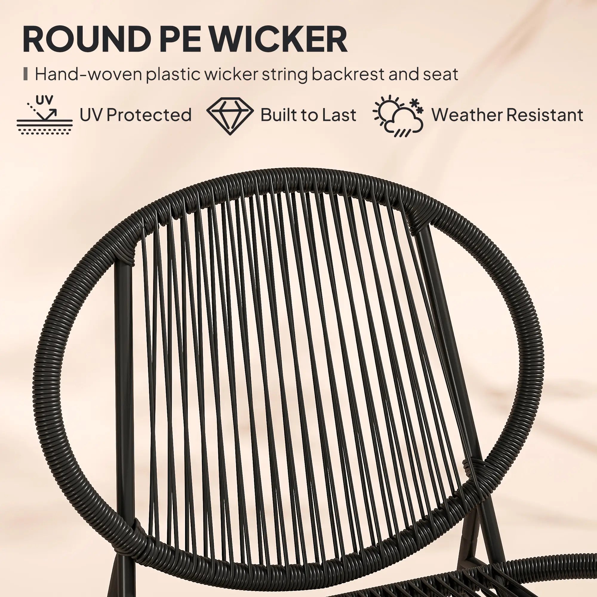 Rattan Bistro Set, 3 Pieces Wicker Patio Furniture, Black Bistro Sets at Gallery Canada