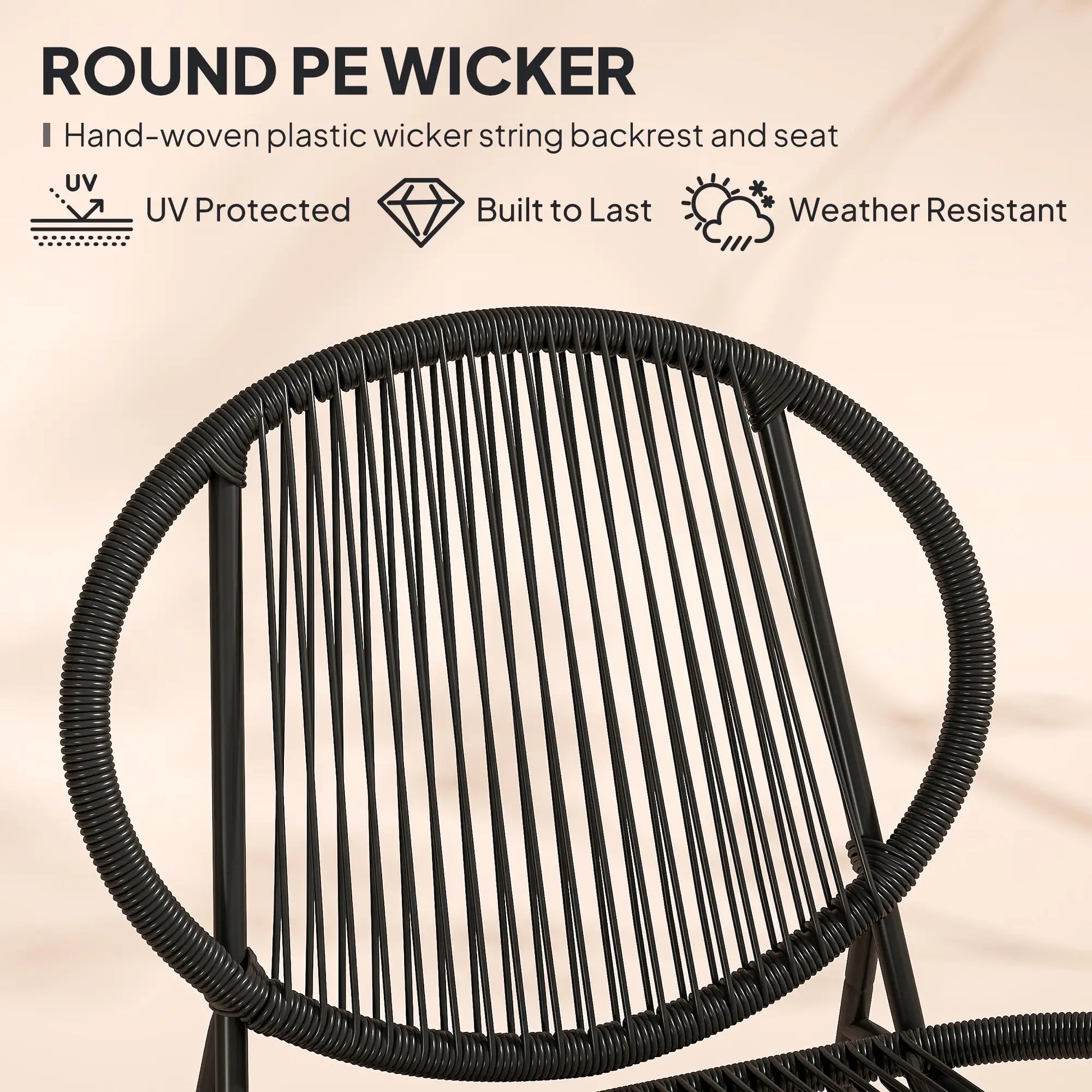 Rattan Bistro Set, 3 Pieces Wicker Patio Furniture, Black Bistro Sets at Gallery Canada