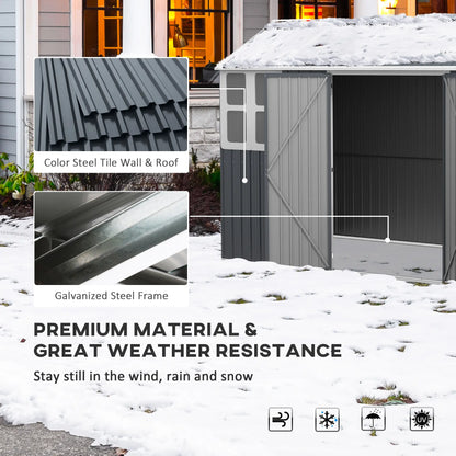 12' x 5.5' Metal Garden Shed, Outdoor Storage, Lockable Door, Dark Grey Sheds at Gallery Canada