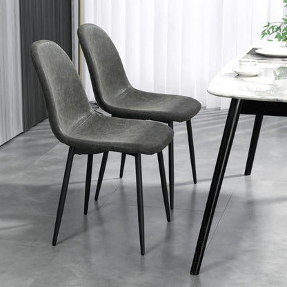 Retro Dining Chairs Set of 4, PU Leather Upholstered, Kitchen Living Room Bar Stools at Gallery Canada