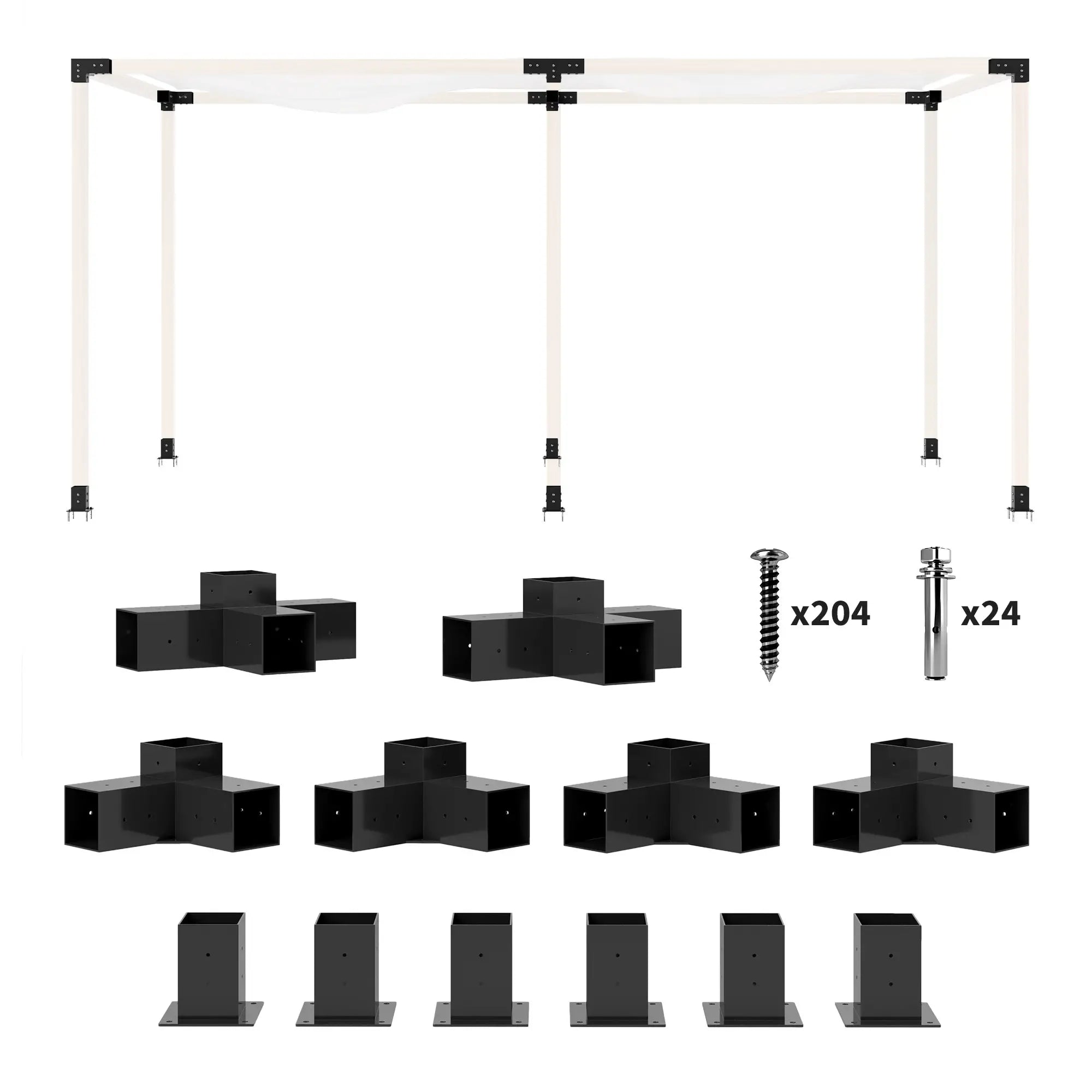 12PCS Pergola Brackets Kit, 3-Way And 4-Way Corner Brackets For 4