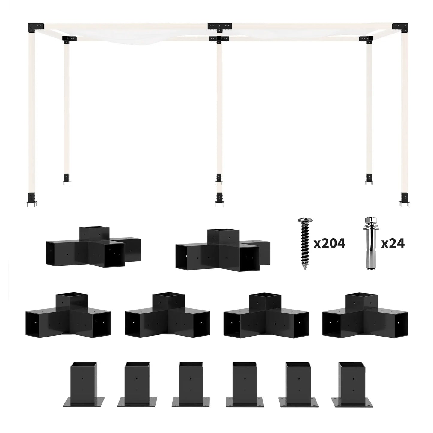 12PCS Pergola Brackets Kit, 3-Way And 4-Way Corner Brackets For 4"x4" Lumber Pergolas Black at Gallery Canada