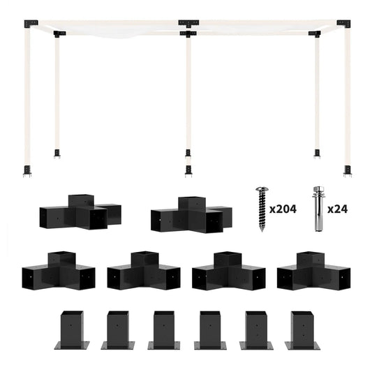 12PCS Pergola Brackets Kit, 3-Way And 4-Way Corner Brackets For 4"x4" Lumber Pergolas Black at Gallery Canada