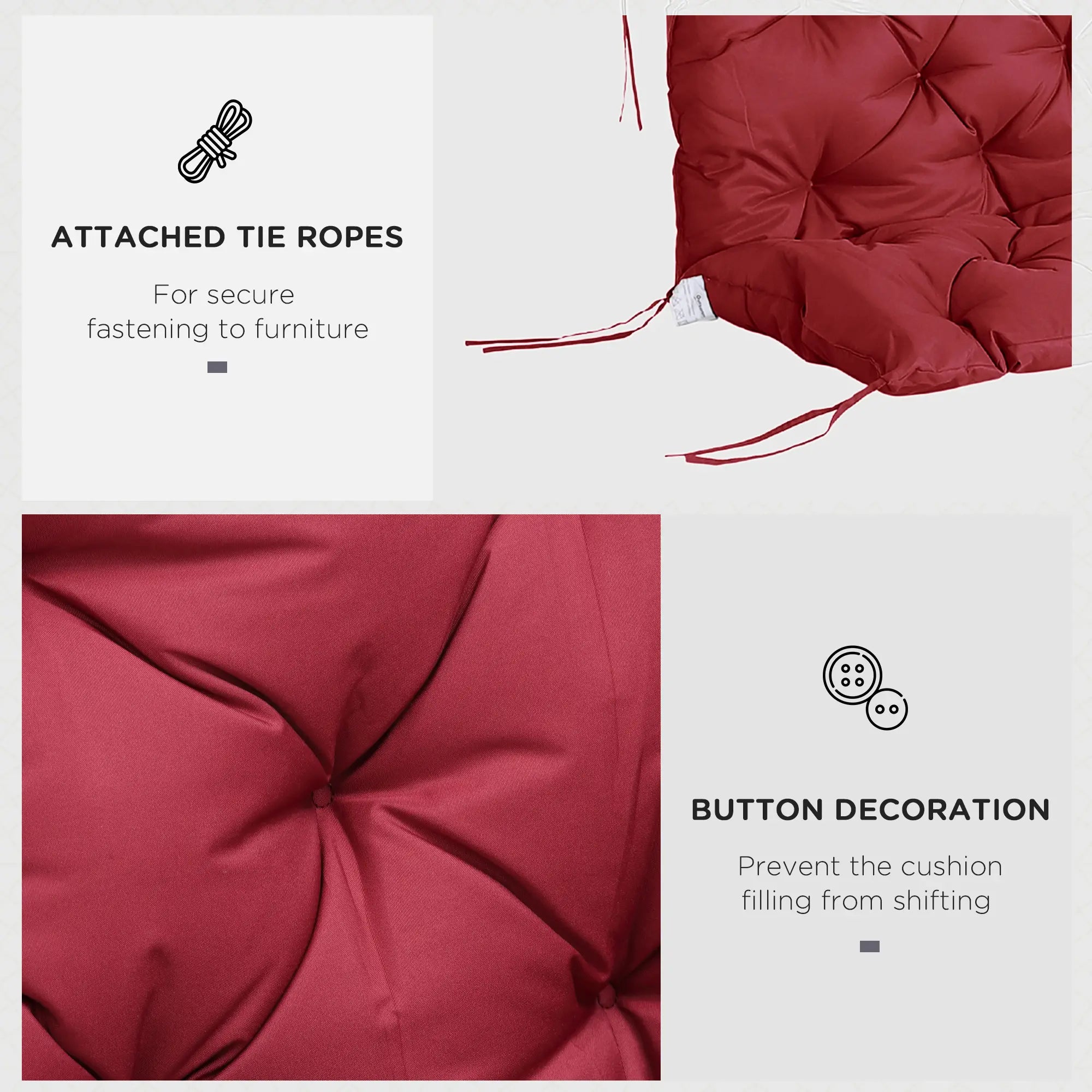 3 Seater Outdoor Swing Cushions, Backrest, Patio Furniture, Wine Red Patio Chair Cushions at Gallery Canada